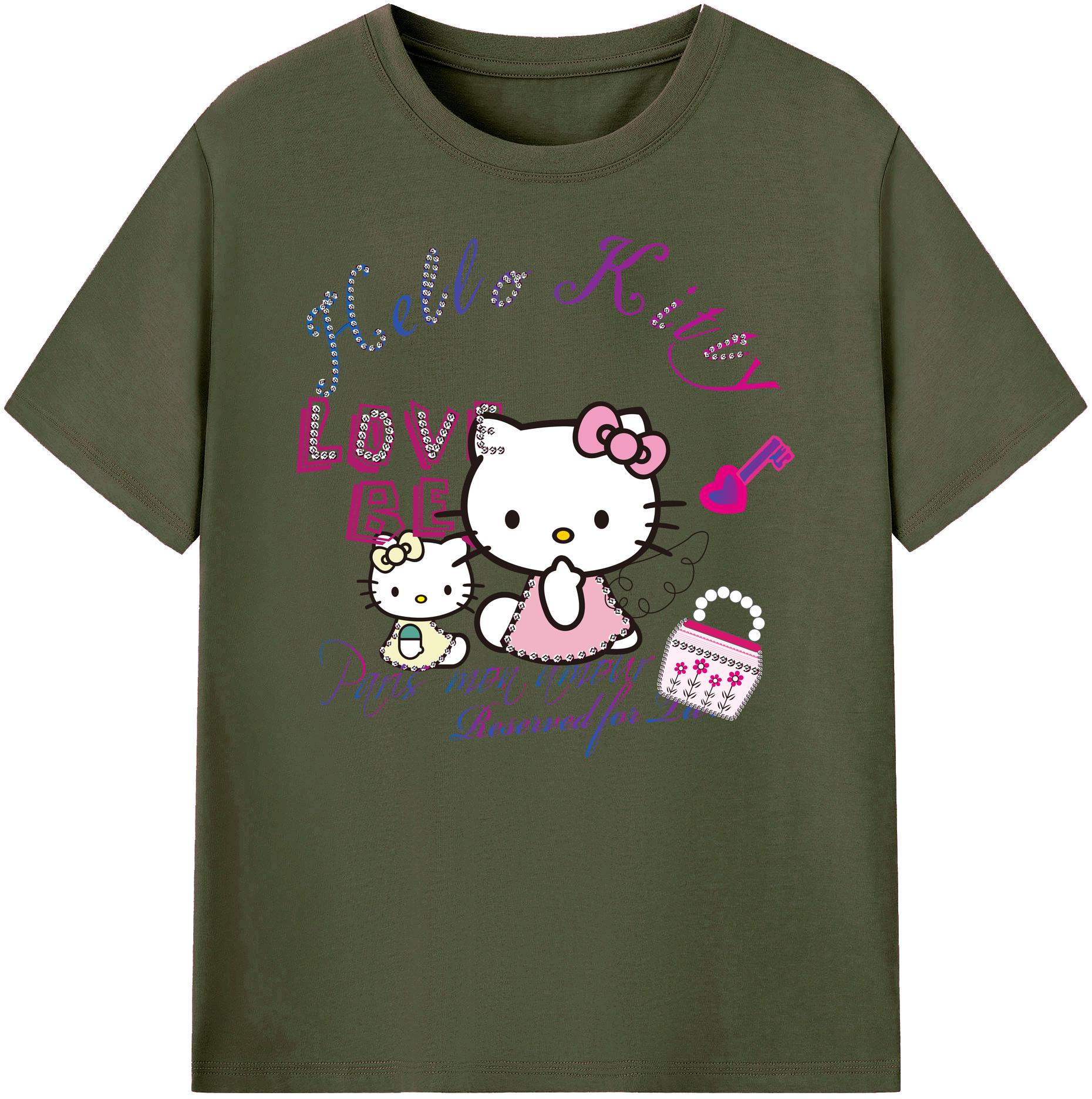 （画像用） Hello Kitty ハローキティ 綿100％ メンズ半袖Tシャツ｜肌触りやわらか＆通気性
